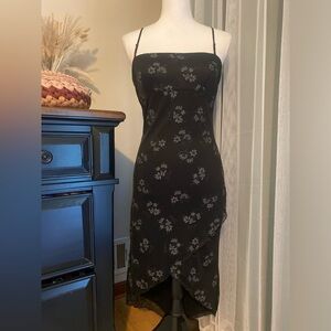 Vintage 90’s y2k sparkly floral mermaid tail midi dress